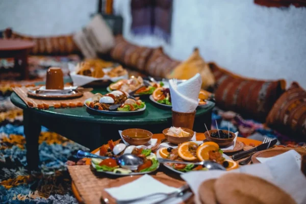 a table with food on it
